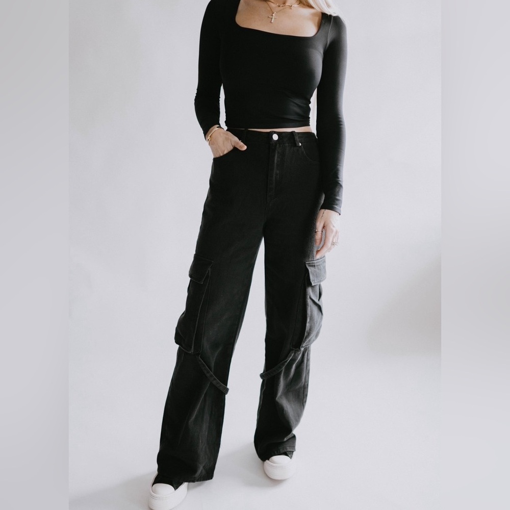 Black cargo pant - papermoon boutique brand